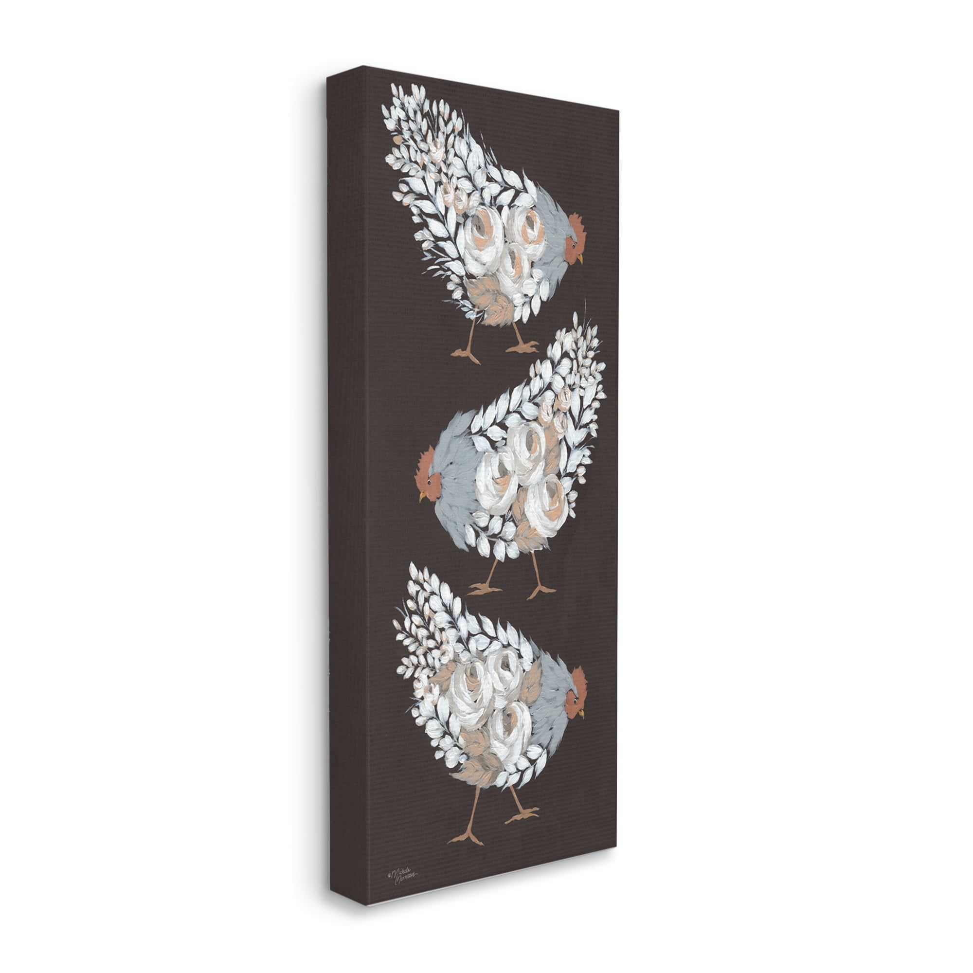 Stupell Industries Chicken Hen Abstract Animal Botanical Blooms Pattern Graphic Art Gallery Wrapped Canvas Print Wall Art, Design by Michele Norman