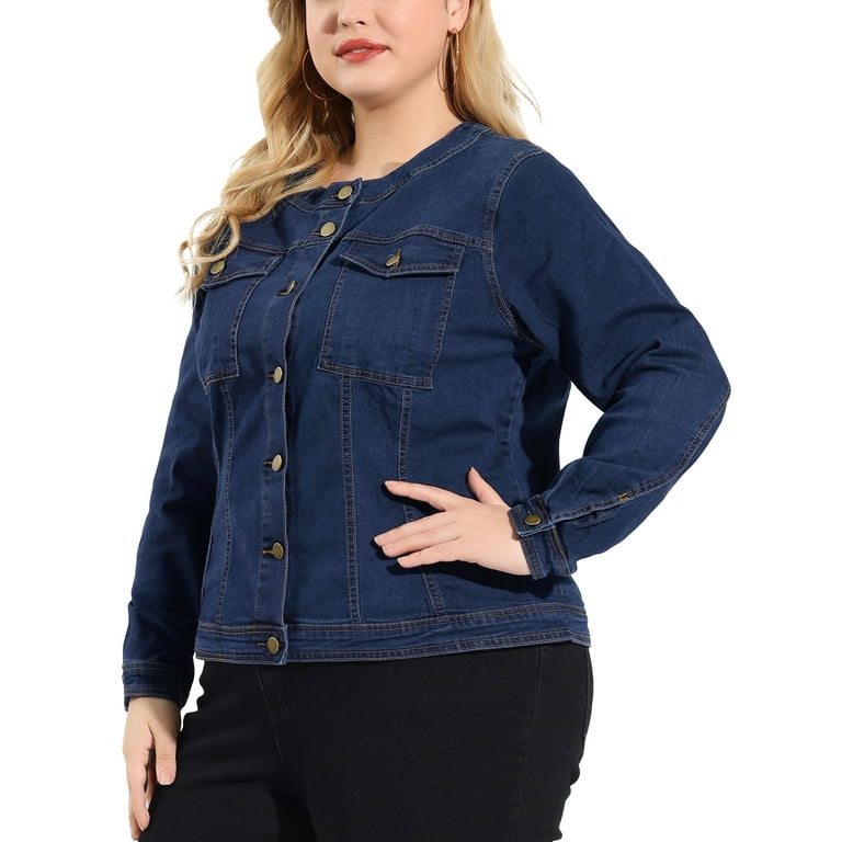 Jean jacket with top sweater sleeves plus size