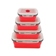 thumbnail image 2 of Redempat 4pieces Silicone Lunch Boxs Space-saving Versatile Microwave And Dishwasher Safe Foldable Bento Red, 2 of 6