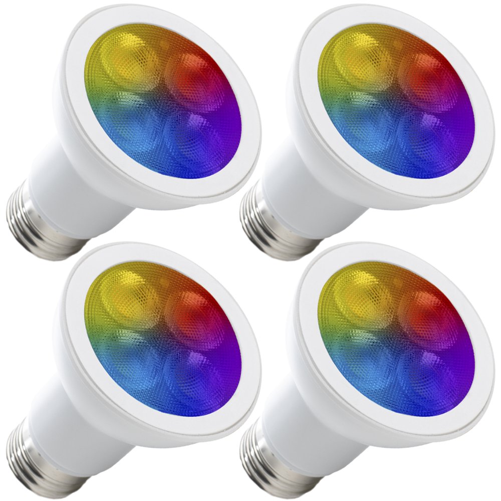 Sunco Lighting 4 Pack WiFi LED Smart Bulb, PAR20, 5W, Color Changing