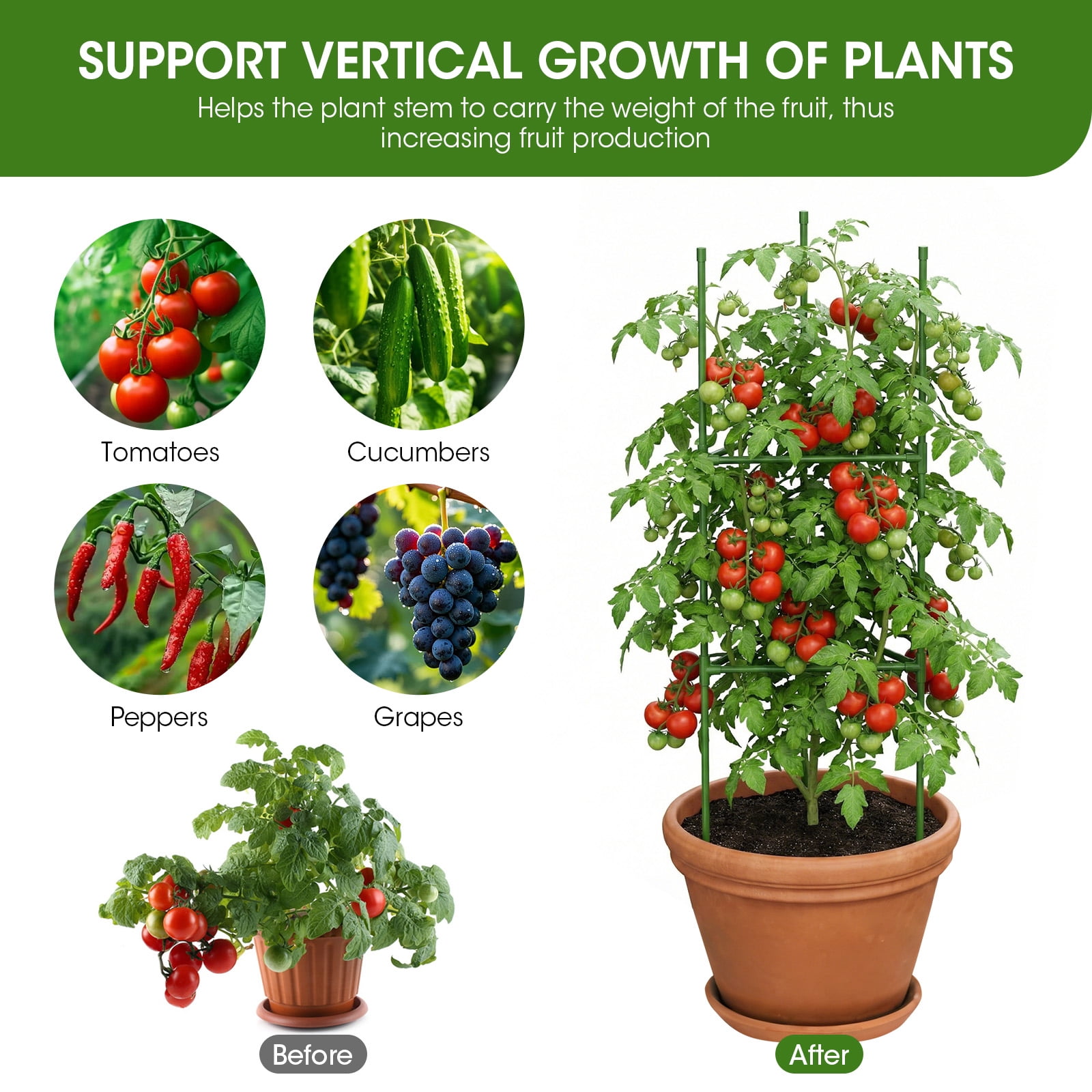 3 Pack Tomato Cage for Garden, Up to 48 Inch Tomato Trellis for Raised Garden Bed, Plant Stakes for Pots, Durable Tomato Plant Support Garden Stakes for Climbing Plants