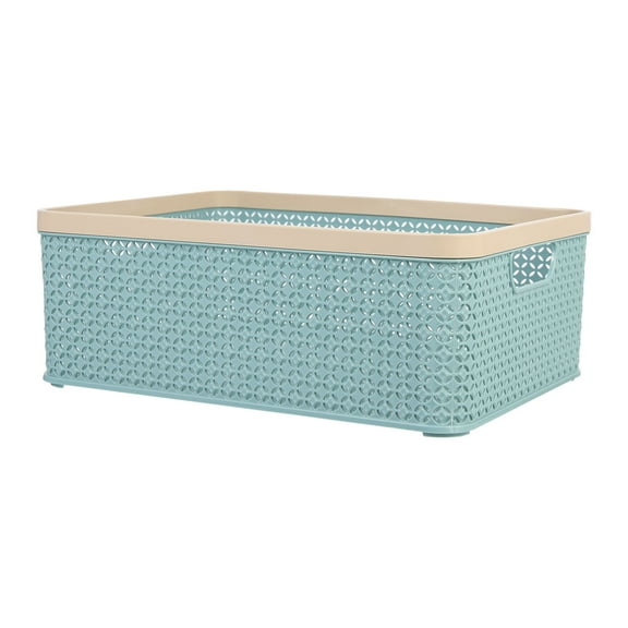 GOOHOCHY Blue Plastic Storage Basket for Organizing with Graceful Design and Large .5 x 8.3 x 6.7 inches