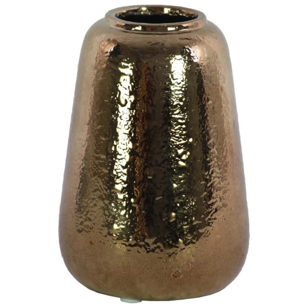 Vase en Céramique à Motif Froissé en Forme Ronde, Cuivre