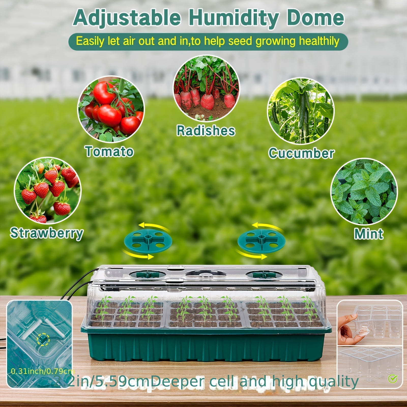 All-in-One Plant Starter Kit with Grow Light: 2 Pack 72-Cell Seedling Trays, Humidity Domes & Adjustable LED Lights for Indoor Gardening