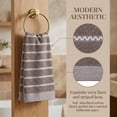 thumbnail image 3 of REGALWOVEN Pure Cotton Soft Hand Towels, Wavy Stripe Highly Absorbent Towels, 2 Pack Decorative Towel Set for Bathroom, Guest Room, Holiday Dark Brown 29" x 13", 3 of 7