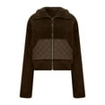 thumbnail image 5 of qucoqpe Womens Fleece Cropped Jackets Long Sleeve Zipper Lapel Coats Fall Winter Casual Trendy Outerwear with Pockets, 5 of 7