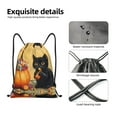 thumbnail image 5 of Drawstring Backpack - Halloween Cute Candy Black Cat Splash Proof Small Drawstring Gym Bag for Women Men, Cinch Sports String Bag Backpack for Travel Swimming Beach, 5 of 8