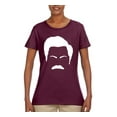 thumbnail image 4 of Wild Bobby, White Parks and Rec Fans Ron Swanson Mustache Face Silhouette, Pop Culture, Women Graphic Tee, Maroon, Medium, 4 of 4