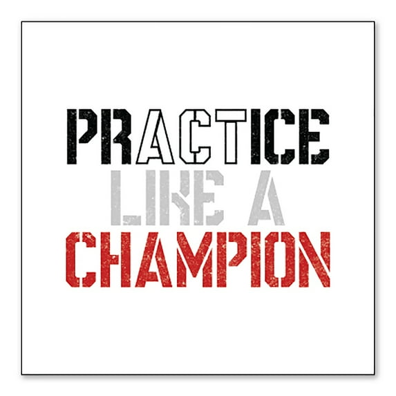 DistinctInk Custom Bumper Sticker - 10" x 10" Decorative Decal - White Background - Practice Like a Champion