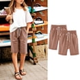 thumbnail image 4 of Dvprdro Girls 2 Pack Solid Bermuda Shorts Elastic Drawstring High Waist Straight Leg Casual Playwear with Side Pockets, 4 of 4