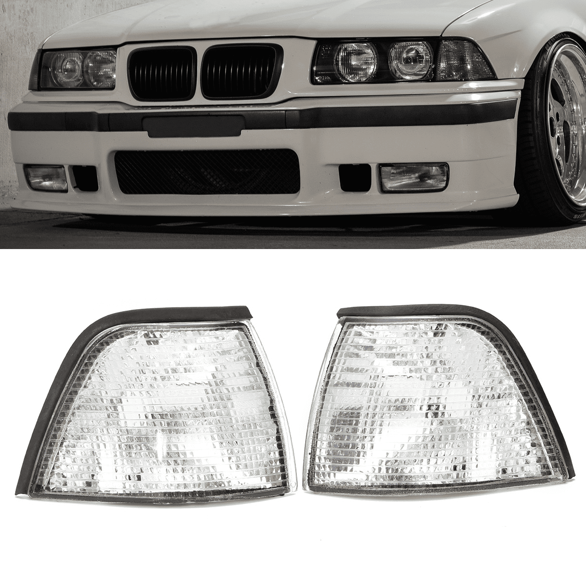 does not fit Coupe/Convertible 1 Pair of Corner Light Covers White Corner Light Cover for 3 Series 318i 318ti 325i 328i M3 E36 4DR Sedan&Wagon 1992-1998. 