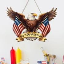 USA 250th Anniversary Door Hanging Sign Wreath, Eagle 250 Years of Freedom Patriotic Decor Wooden Home Decorations