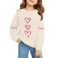 thumbnail image 6 of AUDeals Girls Heart Print Sweatshirt - Round Neck Long Sleeve Loose Fit Pullover Top for Kids Spring Fall Casual Everyday Wear, 6 of 6