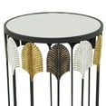 thumbnail image 4 of DecMode 18" x 24" Black Metal Leaf Accent Table with Mirrored Glass Top, 2-Pieces, 4 of 8