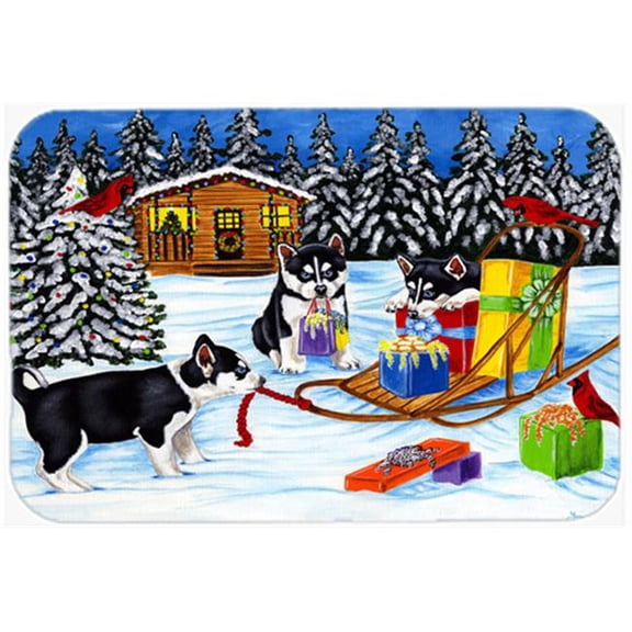 Christmas Mush Siberian Husky Glass Large Cutting Board
