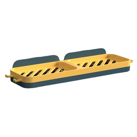 Estante de almacenamiento de pared para baño, organizador autoadhesivo, sin perforaciones, escurridor doméstico extraíble con colgador Almacenamiento y organización del hogar Azul amarillo Toystoory HA063243-01B
