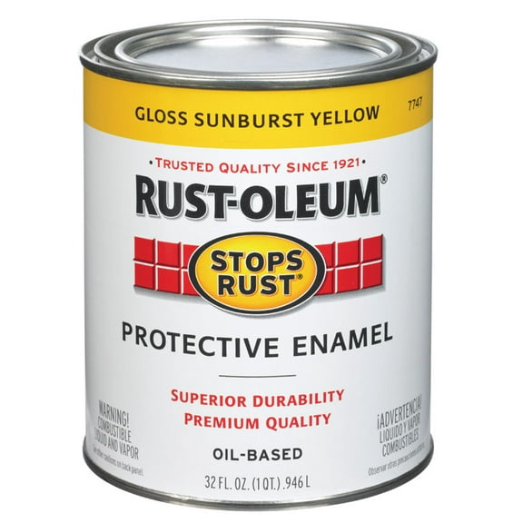 Rust-Oleum Stops Rust Protective Gloss Enamel, Sunburst Yellow, 1 Quart