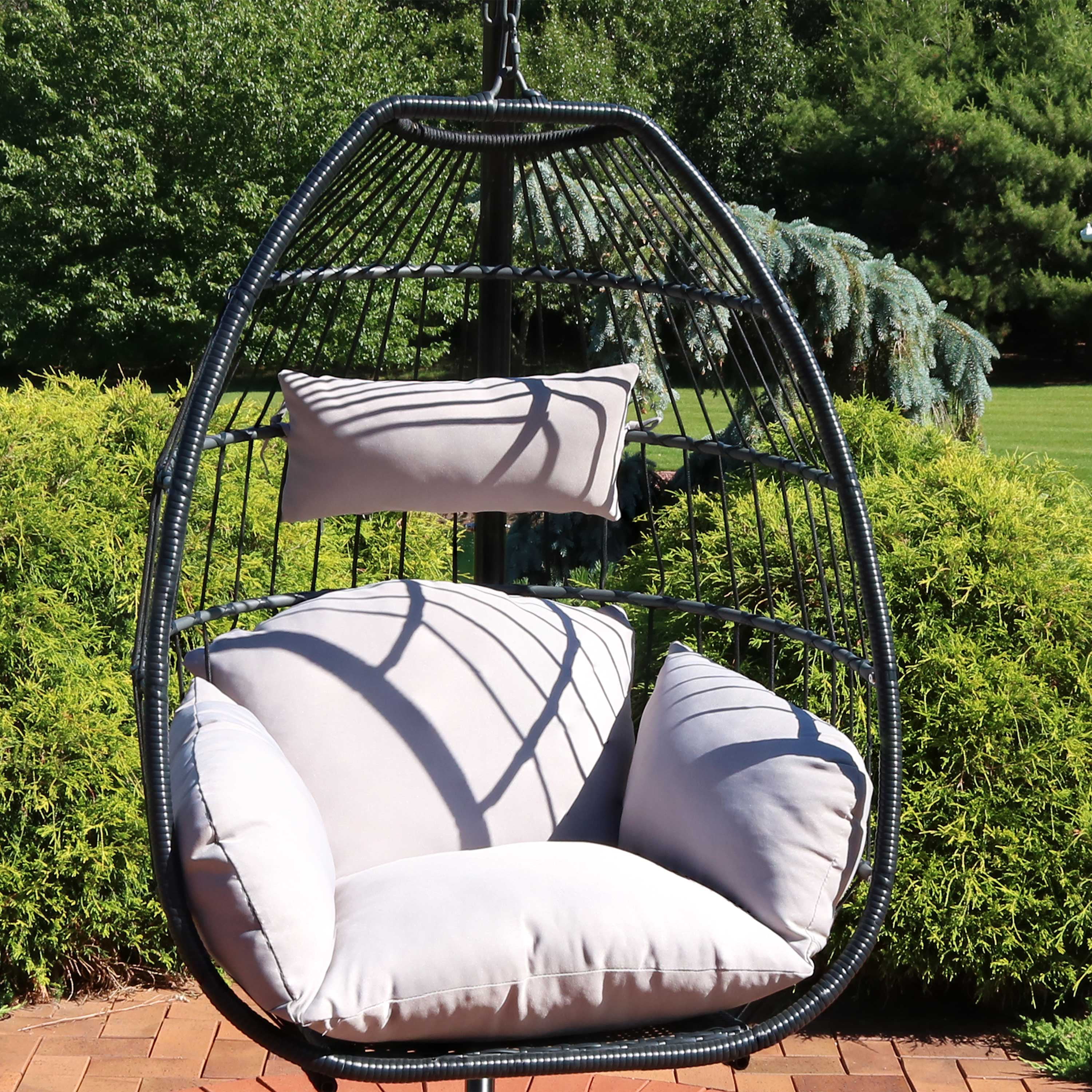 Sunnydaze Oliver Hanging Egg Chair with Seat Cushions