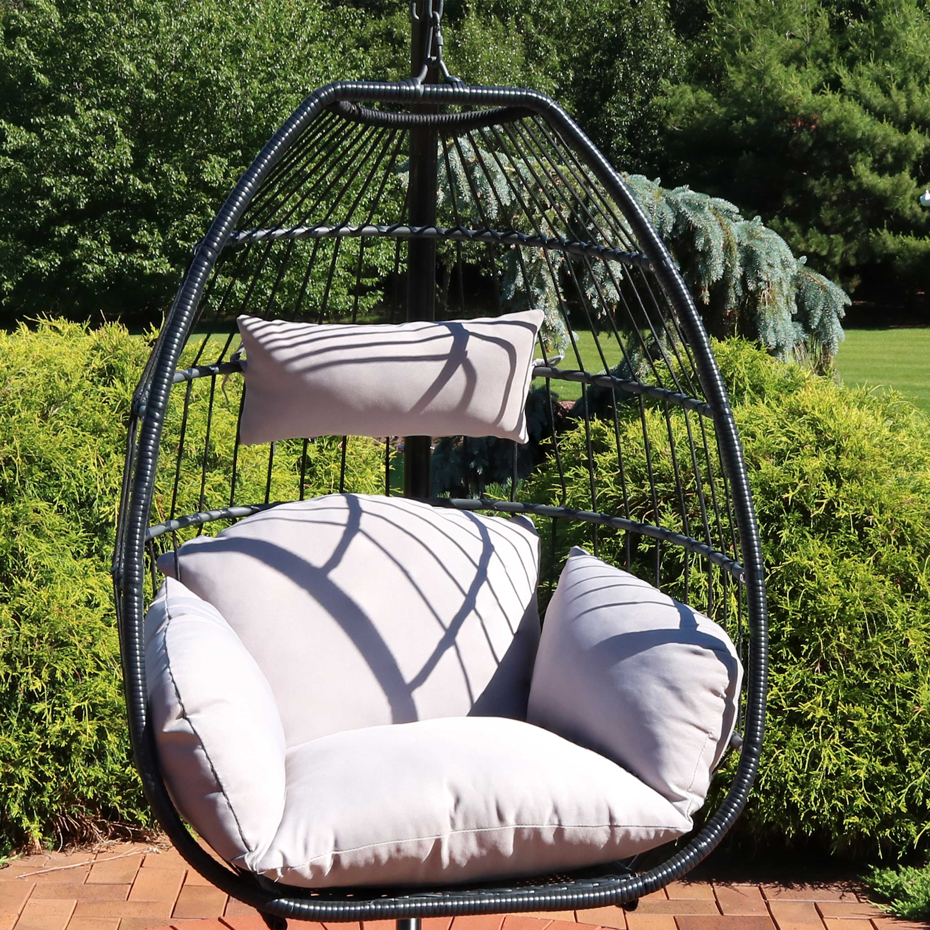 Sunnydaze Oliver Hanging Egg Chair with Seat Cushions - 48" - image 2 of 10