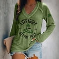thumbnail image 2 of Wang6 Womens Long Sleeve St Patricks Day V Neck T-Shirt Plus Size Shamrock Letter Printed Tops Causal Loose Fit Saint Graphic Tees Shirts Green M, 2 of 4