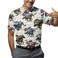 thumbnail image 5 of Kentucky Derby Party American Flag Polo Shirts For Men Racing Horse Mens Polo Shirts Short Sleeve Button Up Shirt Men Shirts, 5 of 7