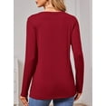 thumbnail image 5 of JYLFC Womens T-shirts Round Neck Long Sleeve Tee Lightweight Shirts, Burgundy L, 5 of 6