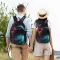 thumbnail image 4 of Disketp Neon Spectrum Cat Portrait Mochila de Lona Estampada, Mochila Escolar de Viaje Ligera para Estudiantes y Portátil-Small, 4 of 5