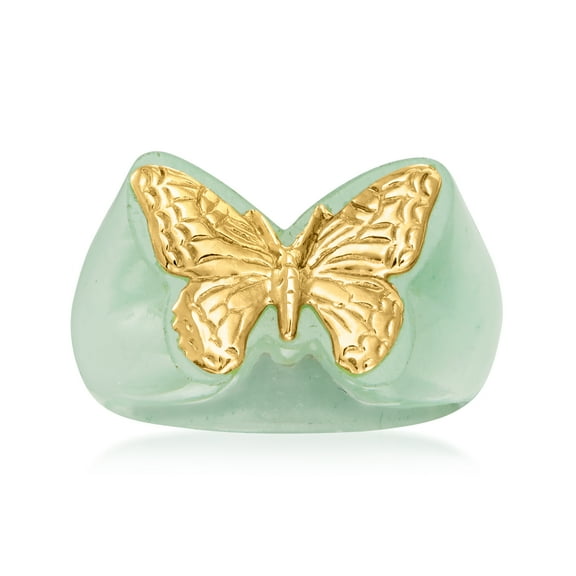 Ross-Simons Jade Butterfly Ring in 14kt Yellow Gold, Women's, Adult