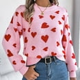 thumbnail image 2 of Sentmoon Fall Sweaters for Women 2025 Crew Neck Long Sleeve Heart Pattern Women Tops Trendy Plus Size Breathable Loose Womens Fall Clothes Comfy Fall and Winter for Work Appropriate Sweater, 2 of 9