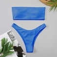 thumbnail image 5 of Afdoent Womens Bikini Sets Women Two Piece Solid Color Swimwear High Waisted Split Swimsuit Bikini Beachwear Padded Swimwear Beachwear, 5 of 6