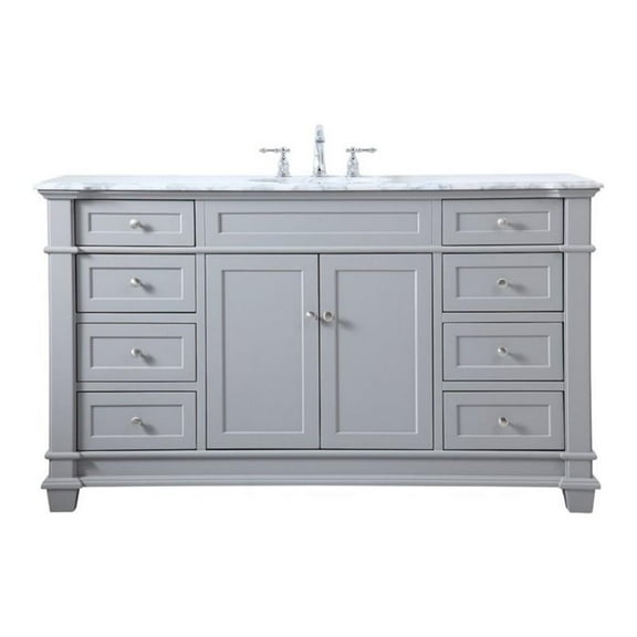 Elegant Decor Wesley 60" Solid Wood MDF Steel Single Bathroom Vanity Set in Gray