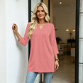 thumbnail image 5 of Womens 3/4 Sleeve V Neck Tunic Tops Summer Loose Fit Blouses Daily Vacation Casual T-Shirts, 5 of 7