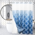 thumbnail image 4 of Dznils Cortina Shower sin Gancho con Forro a Presión, Cortina de Baño de Tela, Azul y Blanco, 72" x 74", 4 of 11