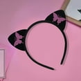 thumbnail image 3 of rygai Sweet Non-slip Flocking Cloth Club Headband Cute Butterflies Print Cat Ears Hair Hoop Hair Accessories,Black, 3 of 7