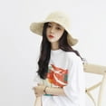 thumbnail image 4 of Womens Straw Hat Wide Brim Floppy Beach Cap Adjustable Sun Hat for Women UPF 50+, 4 of 5