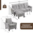 thumbnail image 7 of Soscana Sectional Sofa Set with Storage Ottoman and Accent Chair,Living Room 3 Seat L Shaped Couch and Single Chair Armchair,Living Room Furniture Set for Home Apartment Office Studio, 7 of 7