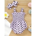 thumbnail image 3 of Franhais Baby Girls 2Pcs Summer Outfits, Sleeveless Dots Print Shirred Romper + Headband Set, 3 of 9