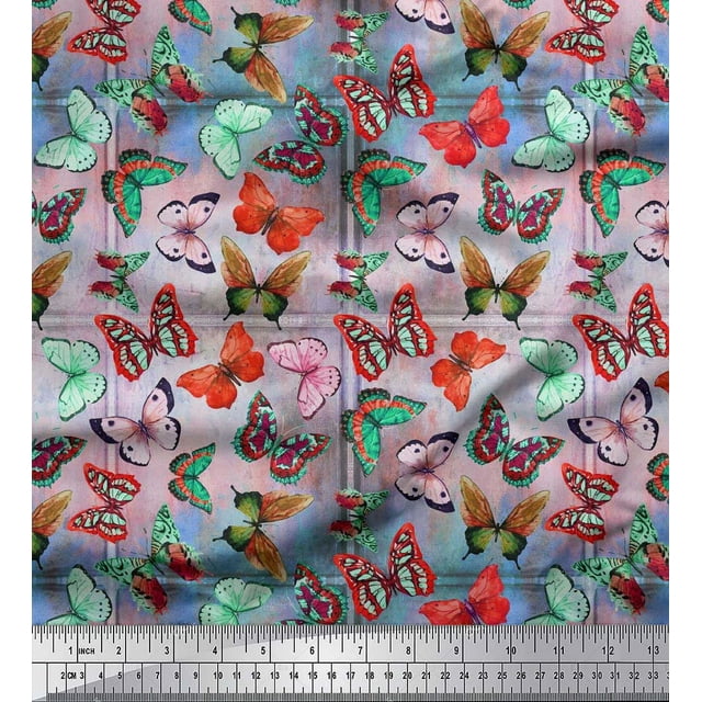 Soimoi Cotton Poplin Fabric Colorful Butterfly Fabric Prints by Yard 56 Inch Wide