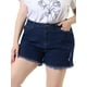 thumbnail image 1 of Women's Plus Size Denim Shorts Raw Hem Casual Shorts Dark Blue 1X, 1 of 6