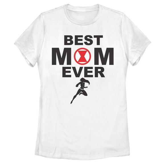 Women's Marvel Best Mom Ever Black Widow Emblem Graphic Tee White 2X Large