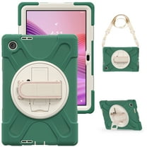 For Lenovo Tab 10.1 inch 2025 TB311FU/TB311XU Case, 360 Hand Strap, Shoulder Strap, Kickstand, Rugged Drop Protection, Emerald Green