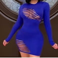 thumbnail image 3 of Wrap Dress for Women Women's Fashion Sexy Long Sleeve Round Neck Hollow Slim Fit Mini Club Dress New Years Eve Dress Long Sleeve Midi Dress, 3 of 5
