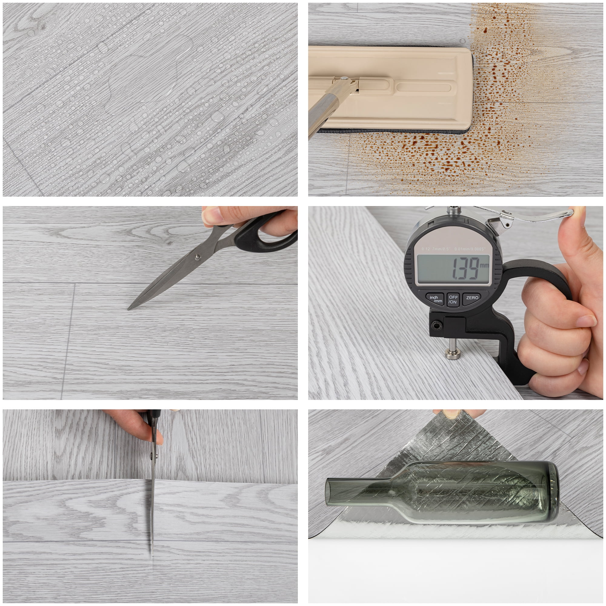 Abyssaly Gray Wood PVC Peel and Stick Vinyl Flooring Tile 15.7 inch x 23.6 inch /25.8 Sq.ft,Thicken Self-Adhesive Vinyl Flooring Tile Easy DIY Install for Bathroom and Kitchen Floor