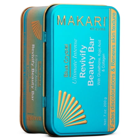 Makari Blue Crystal Revivify Beauty Bar Soap- Lightening, Brightening Cleansing Exfoliating Soap Bar With Natural Glutathione – Exfoliates Dead Skin And Lightens Dark (Best Glutathione Soap In The Philippines)