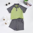 thumbnail image 4 of KYAIGUO Baby Toddler Boys' Short Sleeve Summer T-Shirt Tops Shorts Two Piece Outfits Set Casual Lapel Blouse Shorts Suits Tracksuit Set 12M-6Y, 4 of 10