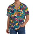 thumbnail image 2 of Disketp Men's Hawaiian Colorful Carp Streamer Print Shirts Button Down Holiday Beach Shirts-Small, 2 of 5
