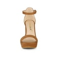thumbnail image 6 of BLISSFUL STEP Women's Shoes Faux Suede High Chunky Heel Platform Ankle Strap Open Toe Sandals Brown 7, 6 of 7