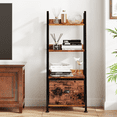 thumbnail image 7 of Tydimor 4-Tier Ladder Bookshelf With Drawer, Leaning Bookcase Storage Display Shelf,Rustic Brown, 7 of 7