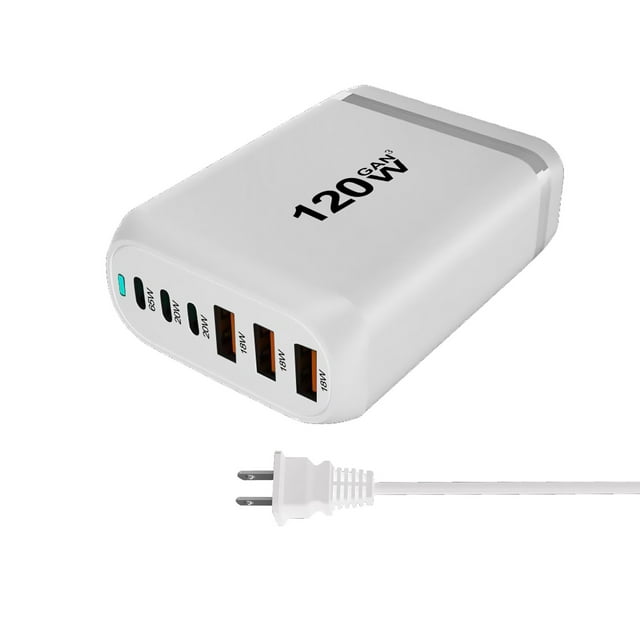 Cargador PD de nitruro de galio de 200 W Cargador de escritorio multifuncional 3A3C de 120 W Adaptador multipuerto 4C2A de 160 W