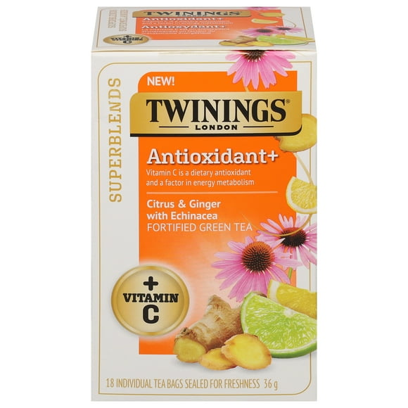 Twinings Superblends Antioxidant+ 18 Tea Bags, Citrus & Ginger with Echinacea